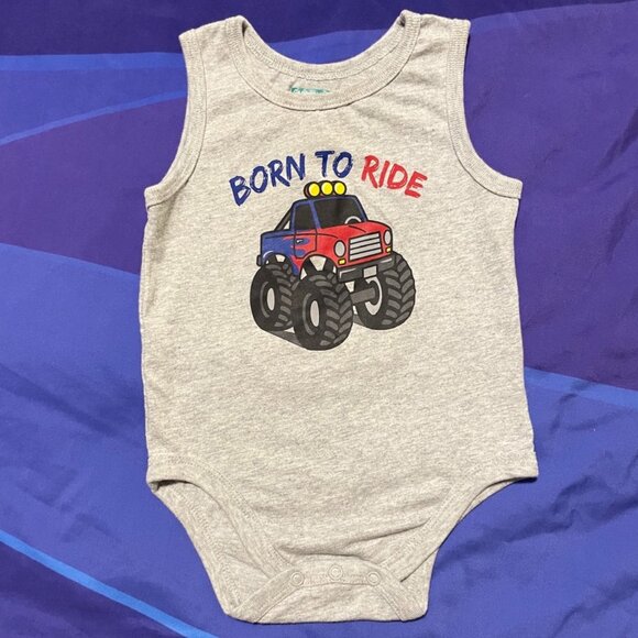 🔥6/$10🔥 Garanimals Toddler Boy Sleeveless Onesie, 18 Months, Born To Ride - Picture 1 of 4